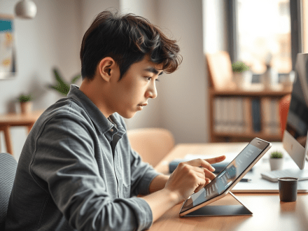 Alumno que trabaja en un escrito. Generada con IA